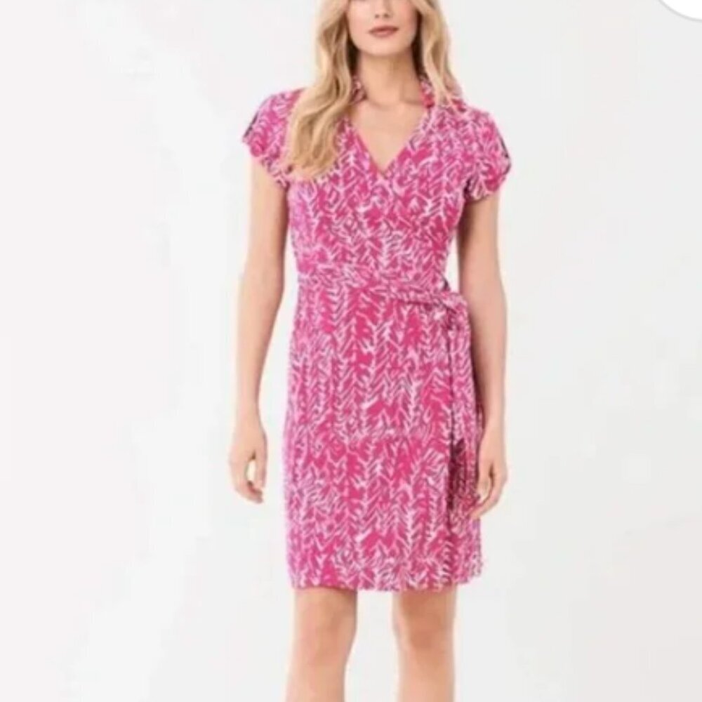 Diane Von Furstenberg Tahlia Leaves Terra Jersey Wrap Dress Size XS